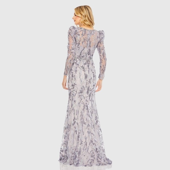 MAC DUGGAL 20425 NWT V-Neck Embellished Puff Sleeve Gown - Picture 3 of 12